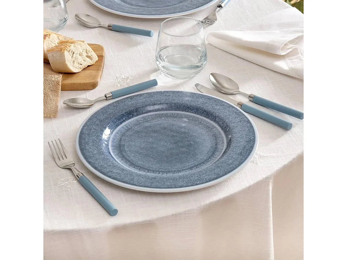 Lot de 6 Assiettes Plates "Fanny" 28cm Bleu