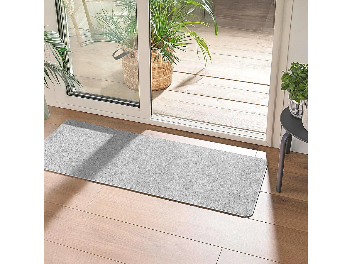 Tapis Tissé Velours "Carpetuni" 45x120cm Gris