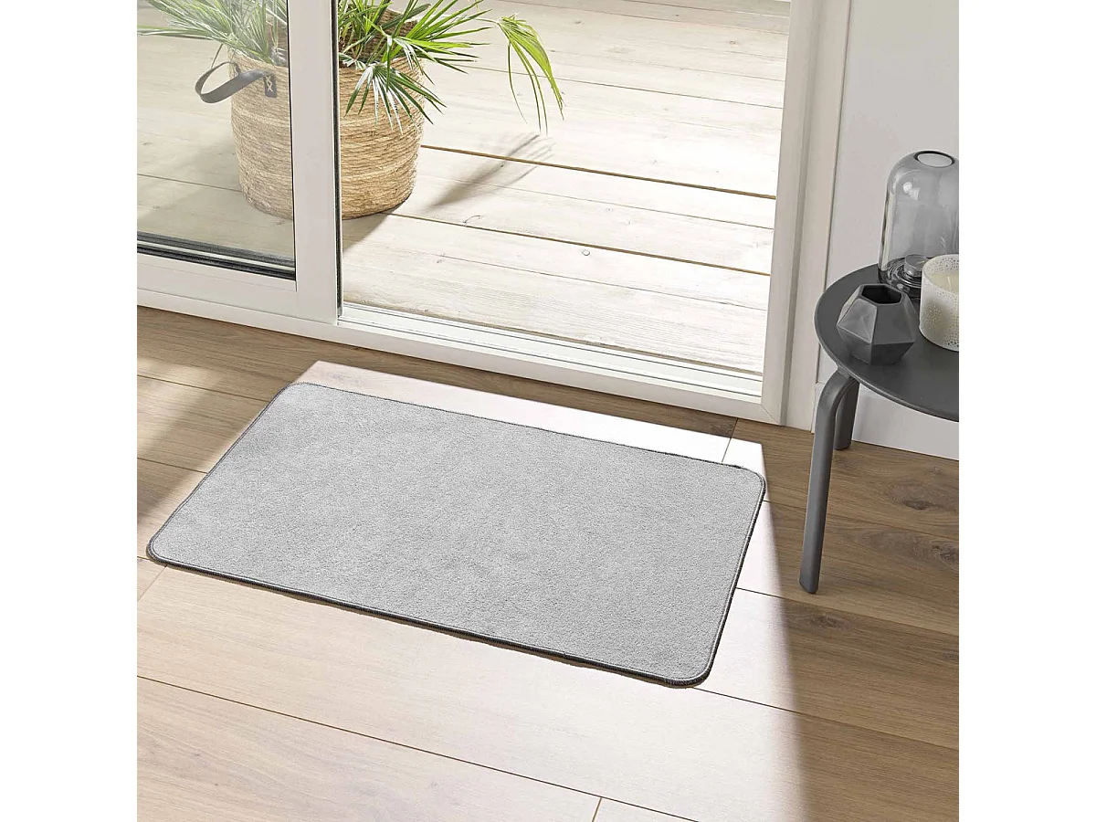 Tapis Tissé Velours "Carpetuni" 45x75cm Gris