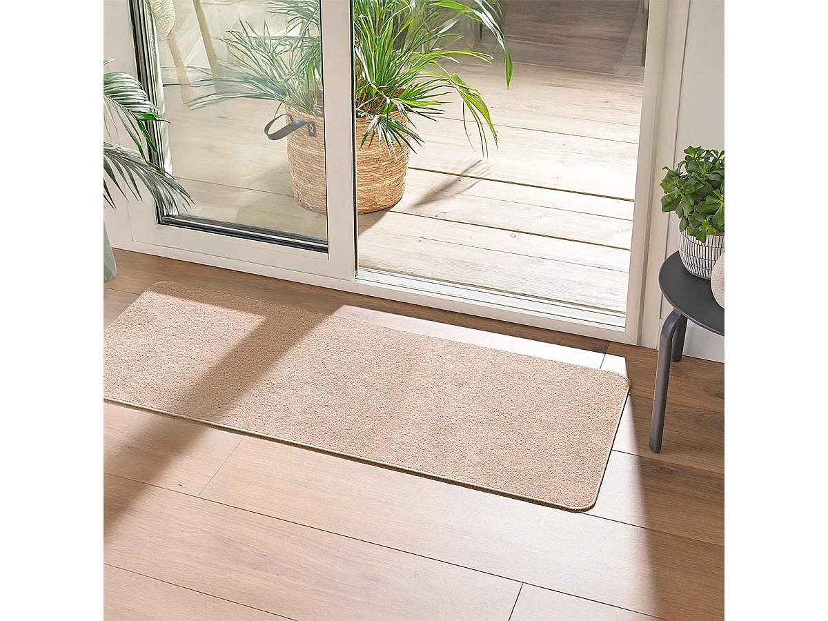Tapis Tissé Velours "Carpetuni" 45x120cm Naturel