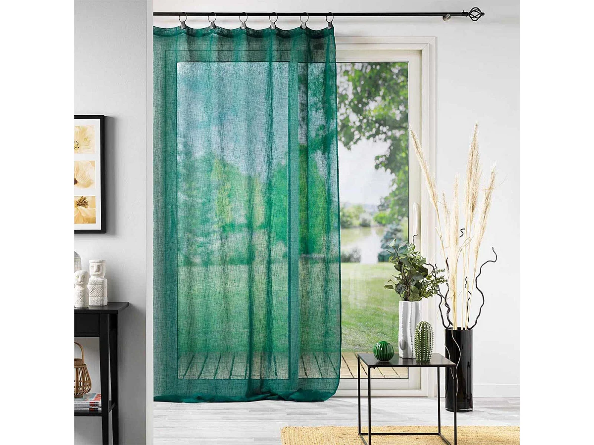Rideau Voilage à Anneaux "Linka" 140x240cm Émeraude