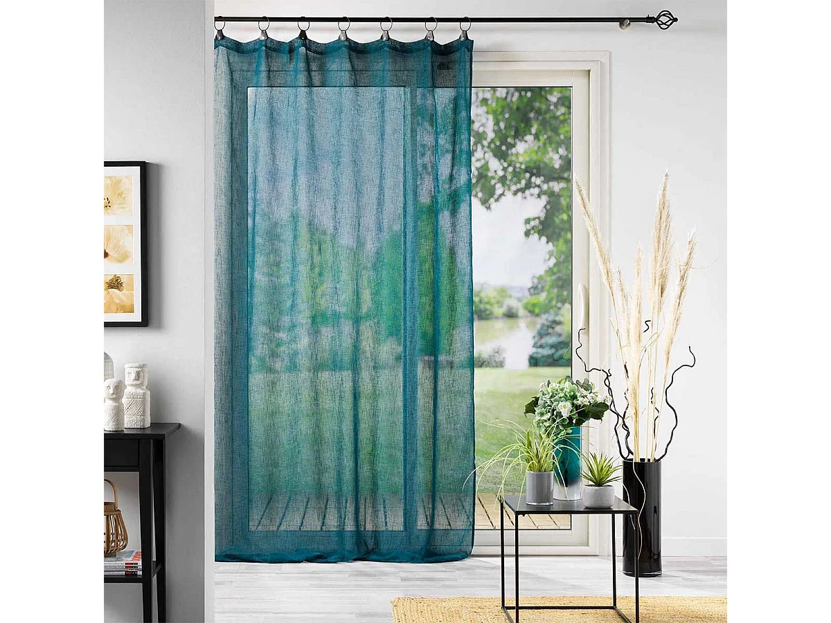 Rideau Voilage à Anneaux "Linka" 140x240cm Bleu