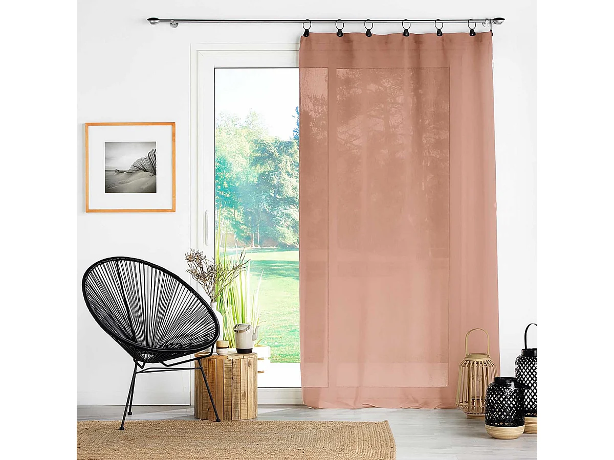 Rideau Voilage à Anneaux "Linka" 140x240cm Rose Blush