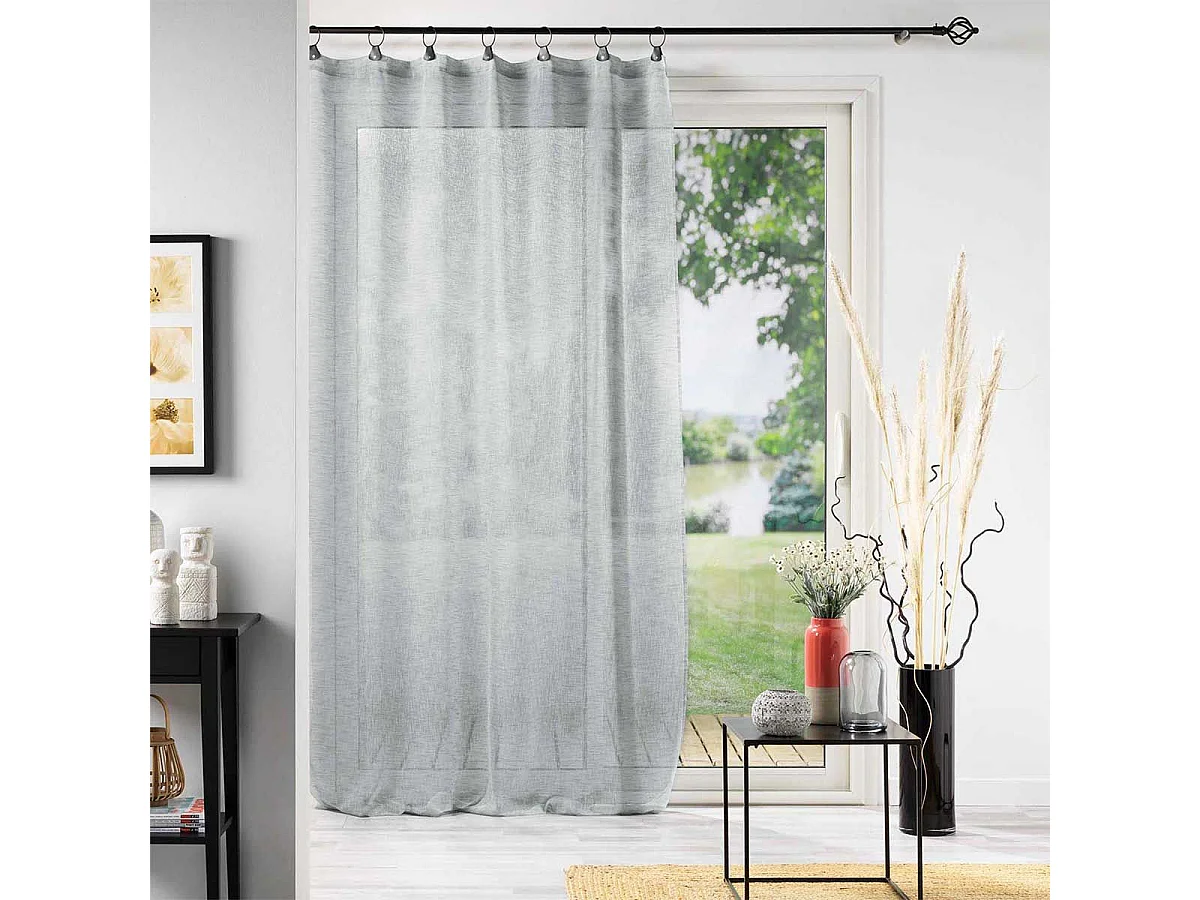 Rideau Voilage à Anneaux "Linka" 140x240cm Gris