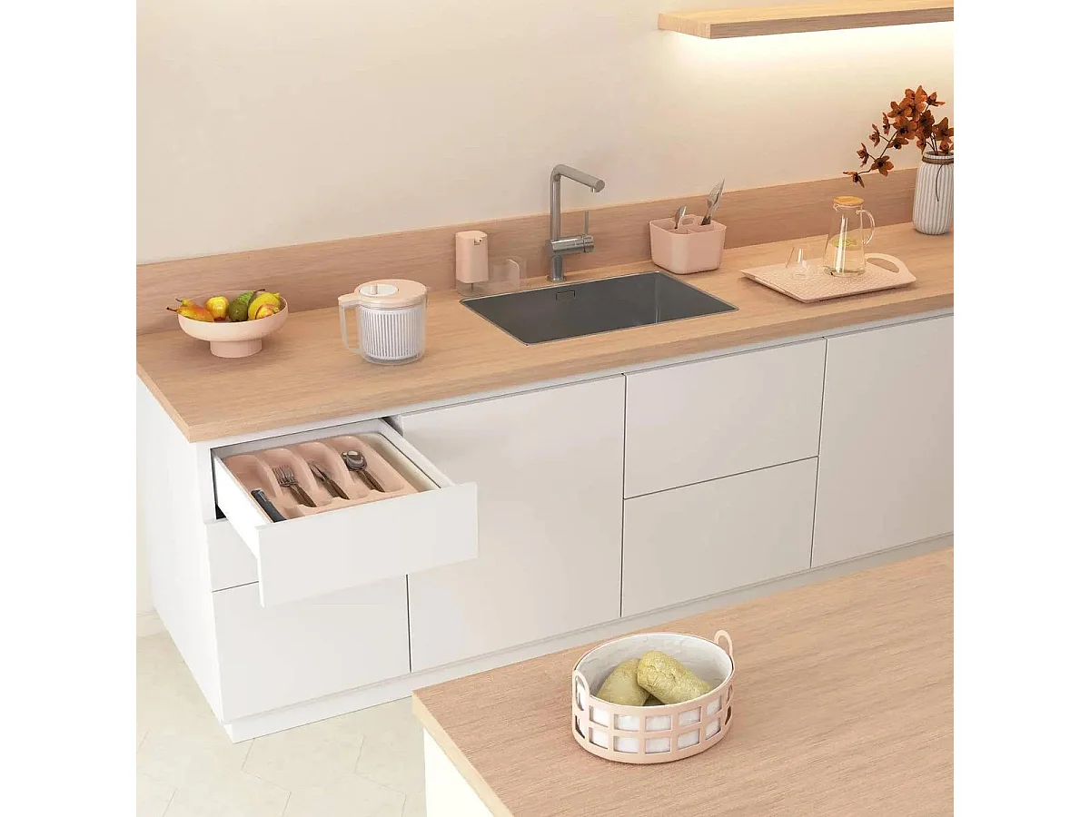 Distributeur de Savon & Organiseur d'Évier "Poly" 19cm Rose