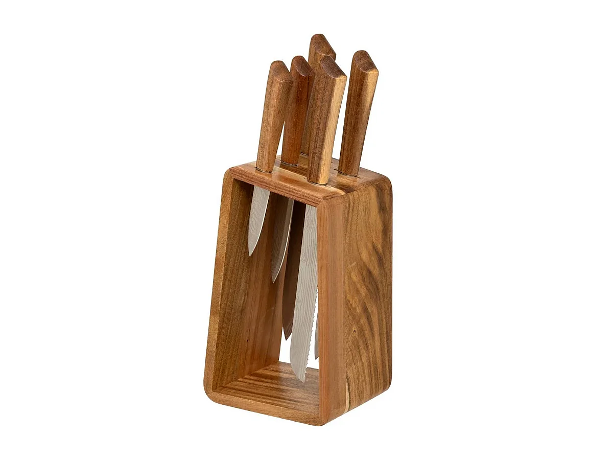 Bloc 5 Couteaux en Bois "Acacia" 36cm Marron