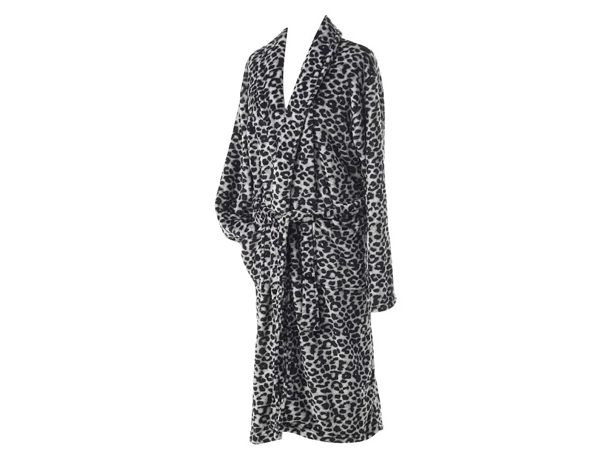 Peignoir Flanelle Imprimé "Léopard" Gris