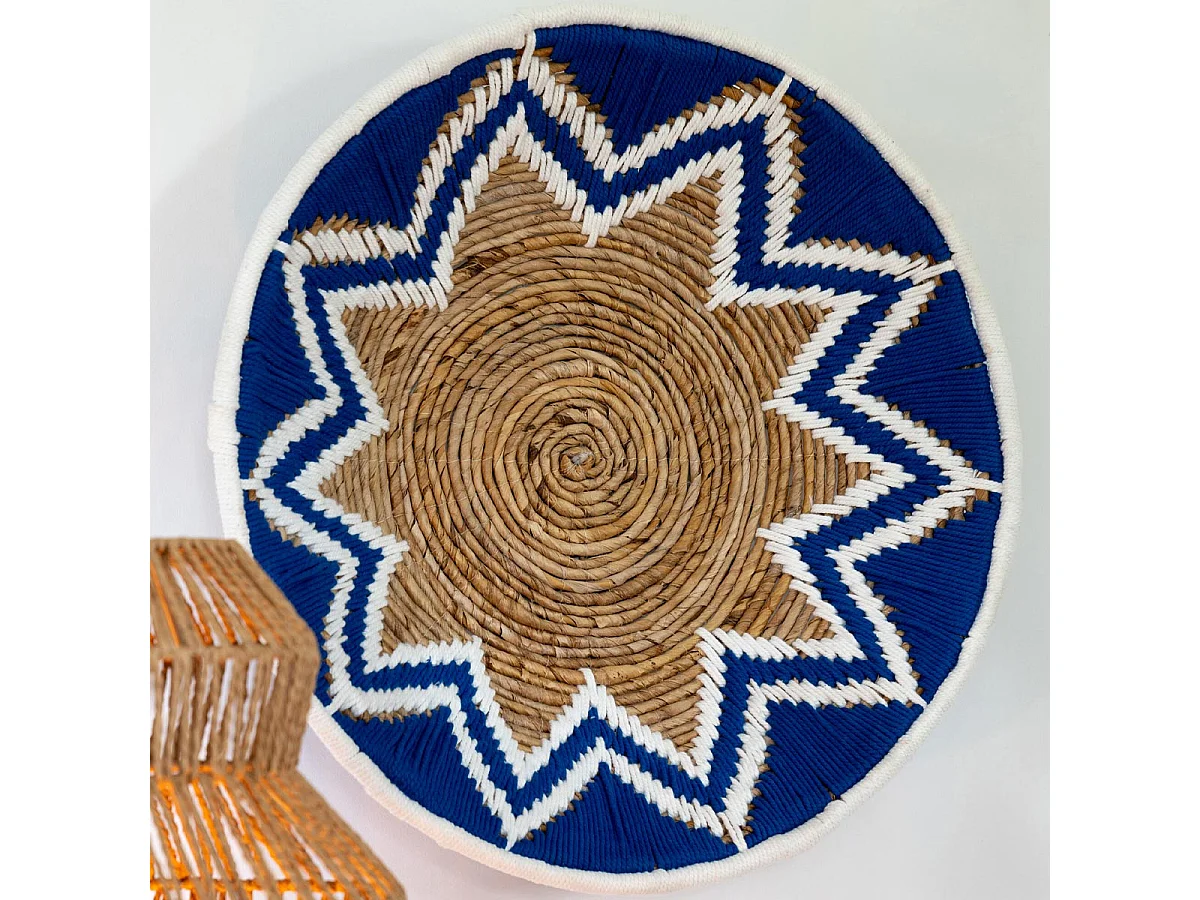 Lot de 3 Déco Murales "Branche Bananier" 76cm Bleu Foncé