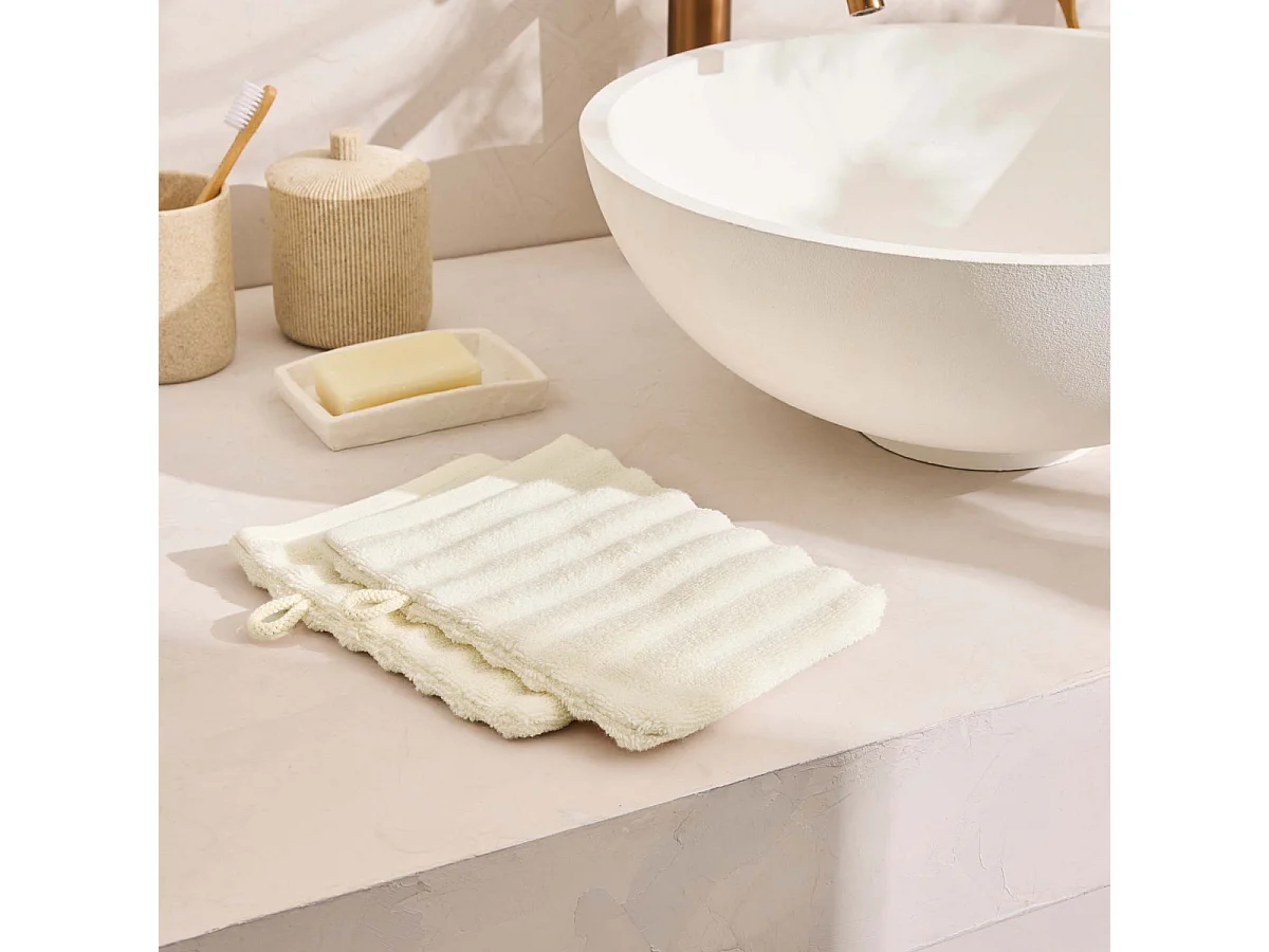 Lot de 2 Gants de Toilette "Maya" 15x21cm Ivoire