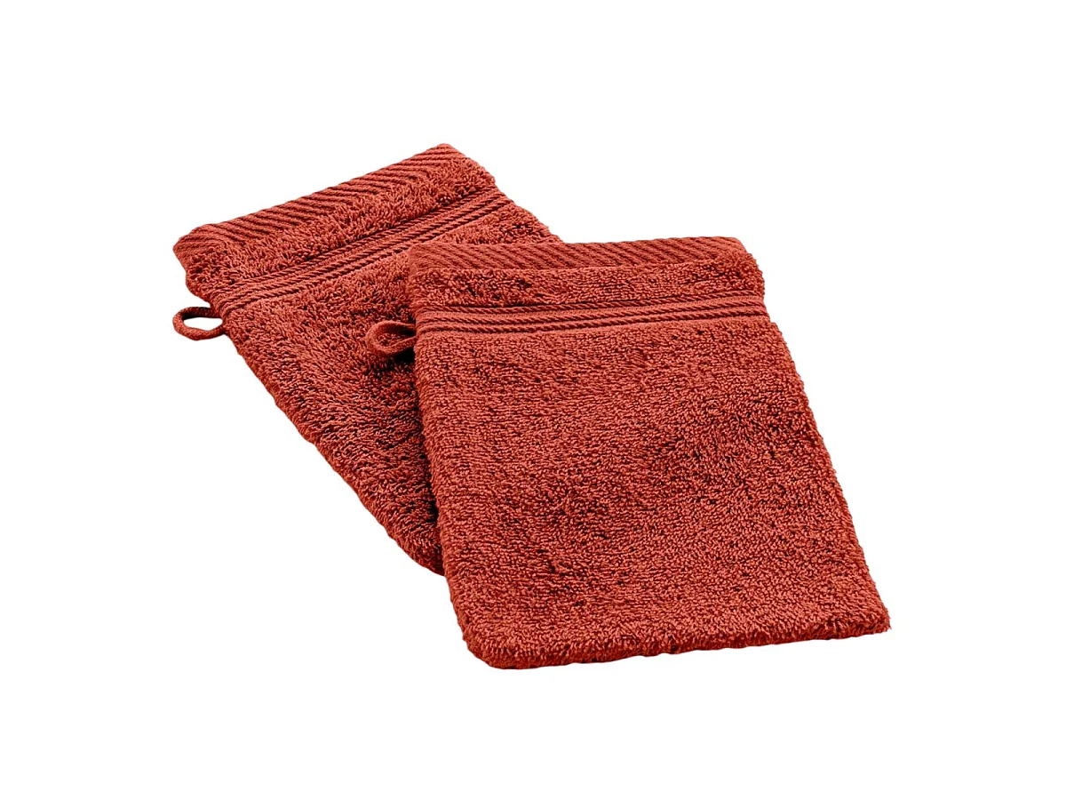 Lot de 2 Gants de Toilette "Tendresse" 15x21cm Rouge