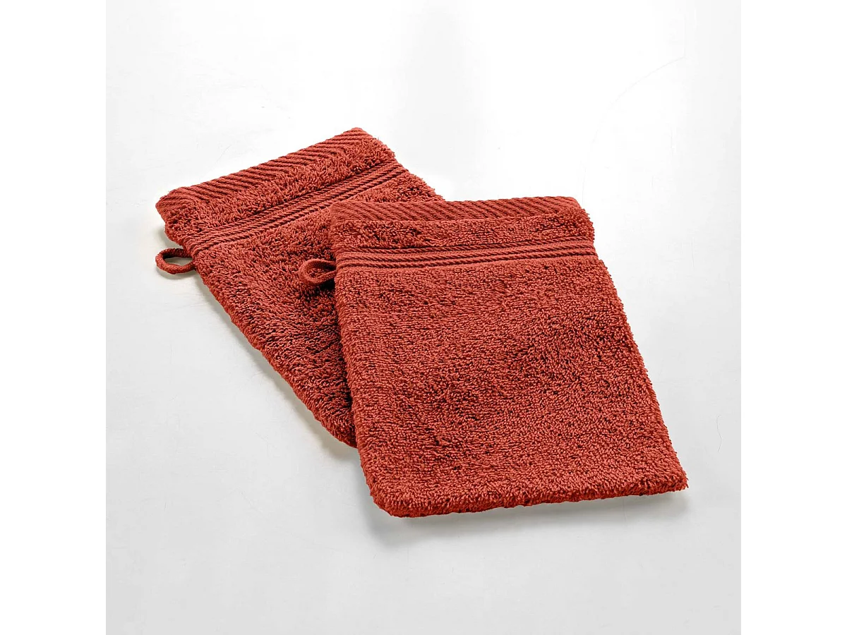 Lot de 2 Gants de Toilette "Tendresse" 15x21cm Rouge