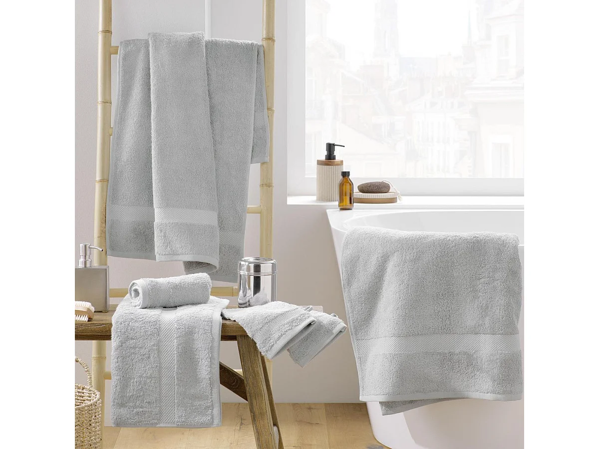 Lot de 2 Gants de Toilette "Elegance" 15x21cm Gris Perle