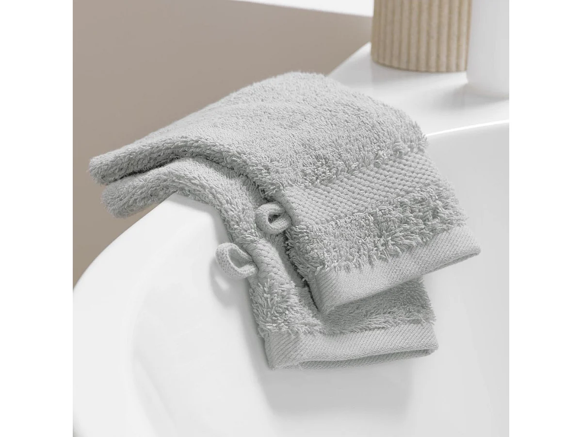 Lot de 2 Gants de Toilette "Elegance" 15x21cm Gris Perle