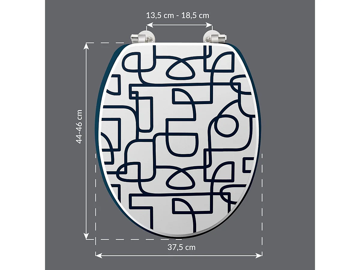 Abattant WC Imprimé "Labyrinthe" 46cm Blanc