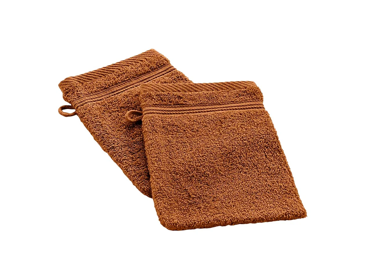 Lot de 2 Gants de Toilette "Tendresse" 15x21cm Caramel
