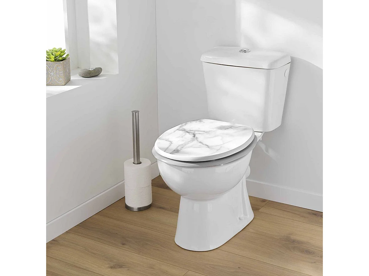 Abattant WC Imprimé "Effet Marbre" 46cm Blanc