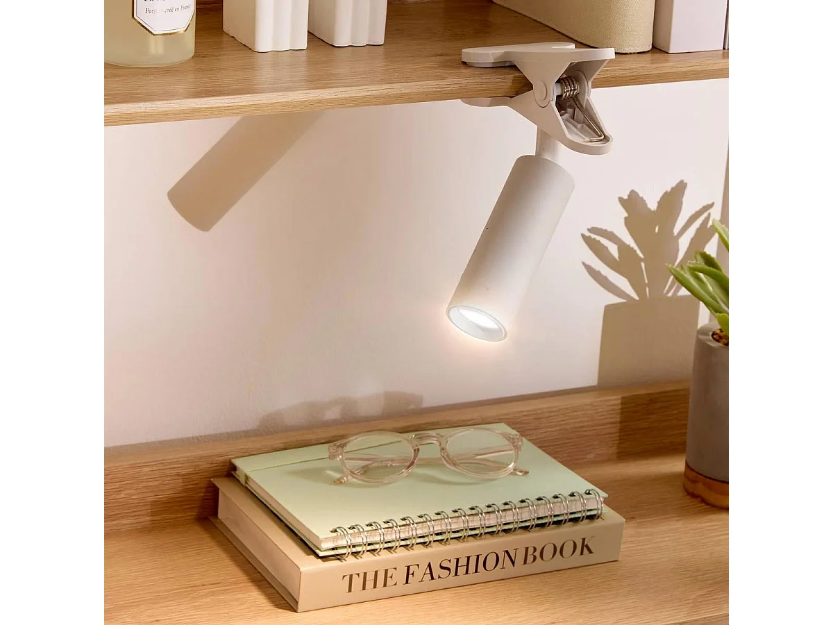 Lampe LED Pince "Sans fil" 20cm Blanc