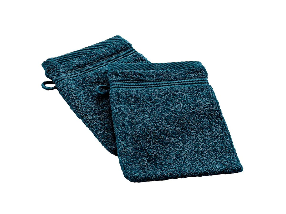 Lot de 2 Gants de Toilette "Tendresse" 15x21cm Bleu Indigo