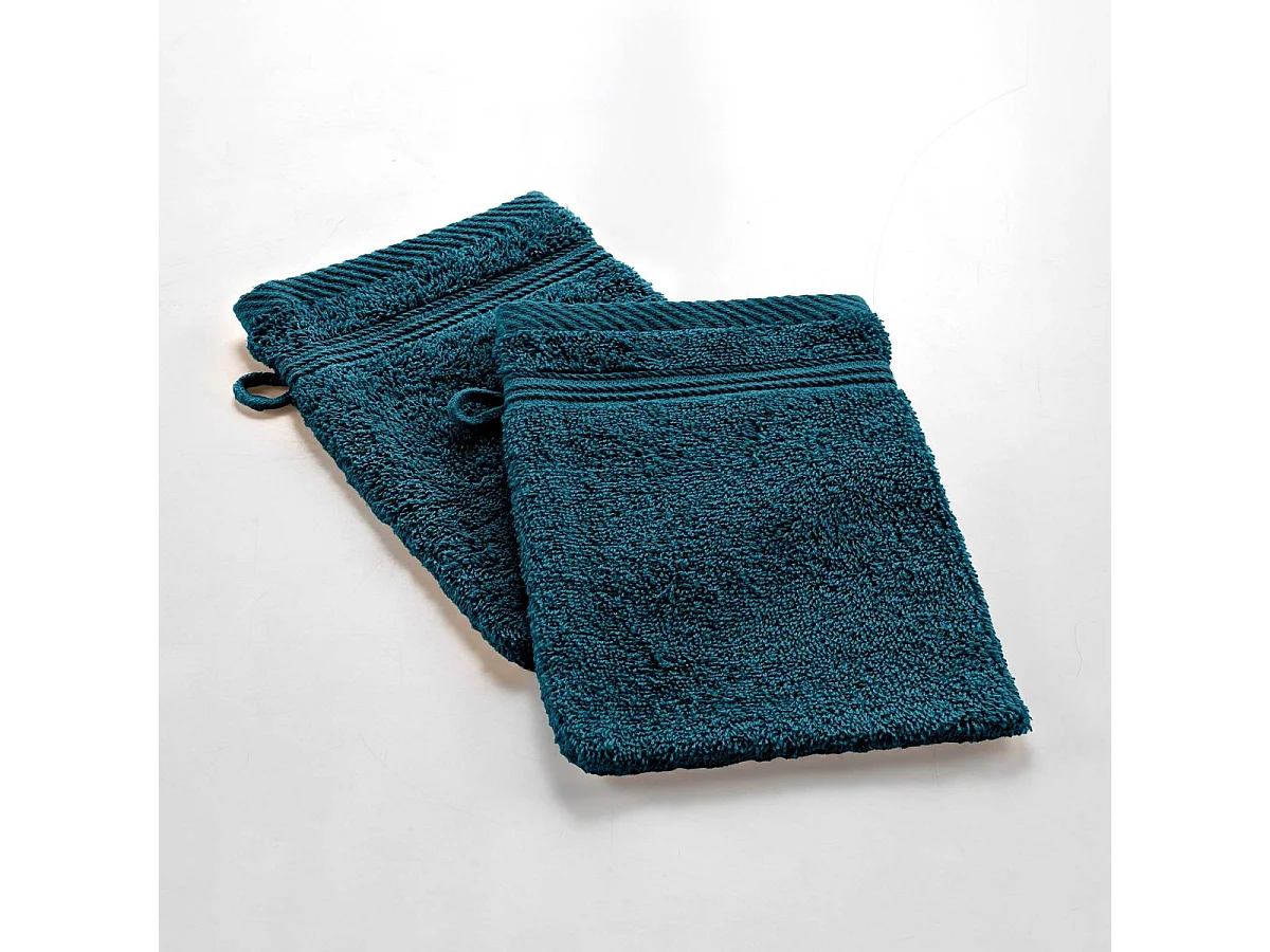 Lot de 2 Gants de Toilette "Tendresse" 15x21cm Bleu Indigo