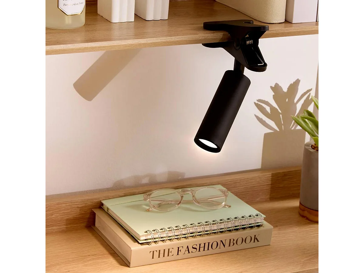 Lampe LED Pince "Sans fil" 20cm Noir