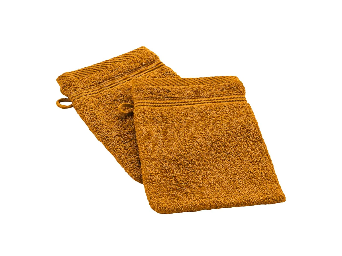 Lot de 2 Gants de Toilette "Tendresse" 15x21cm Jaune Curry