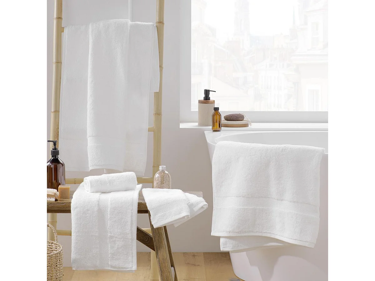 Lot de 2 Gants de Toilette "Elegance" 15x21cm Blanc