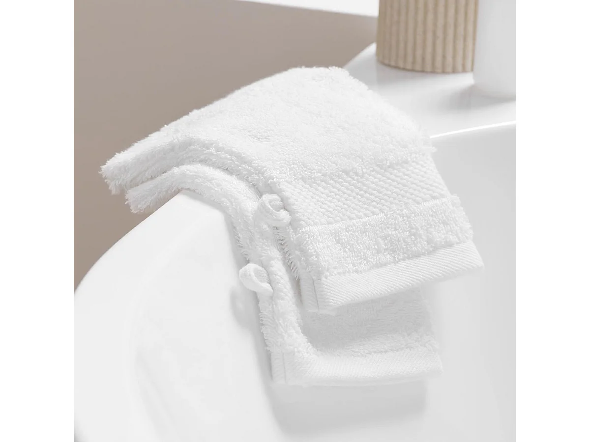 Lot de 2 Gants de Toilette "Elegance" 15x21cm Blanc