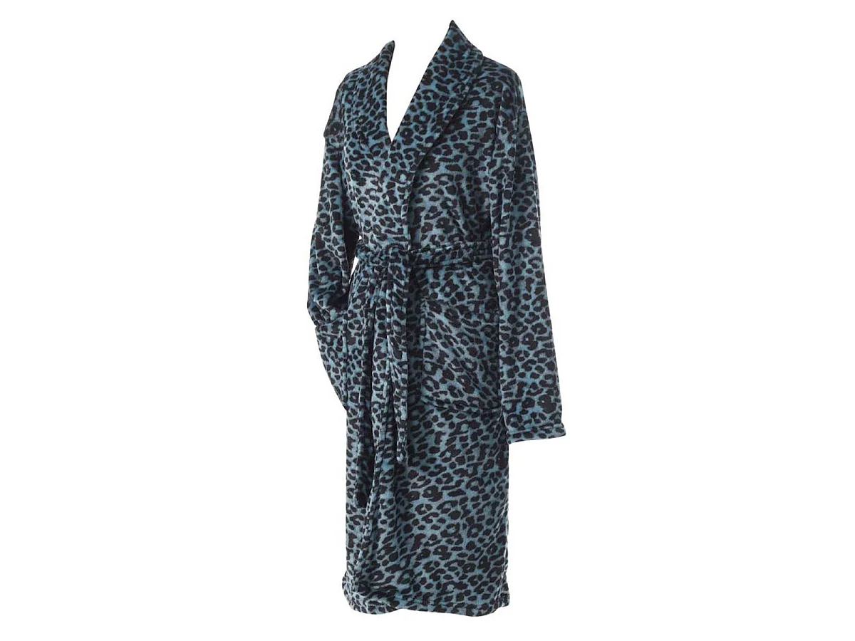 Peignoir Flanelle Imprimé "Léopard" Bleu