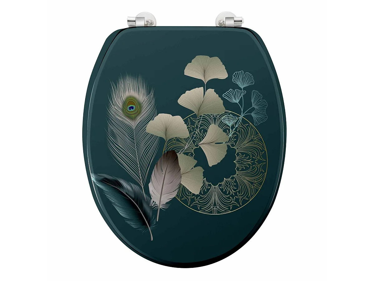 Abattant WC Imprimé "Ginkoblue" 45cm Vert Foncé