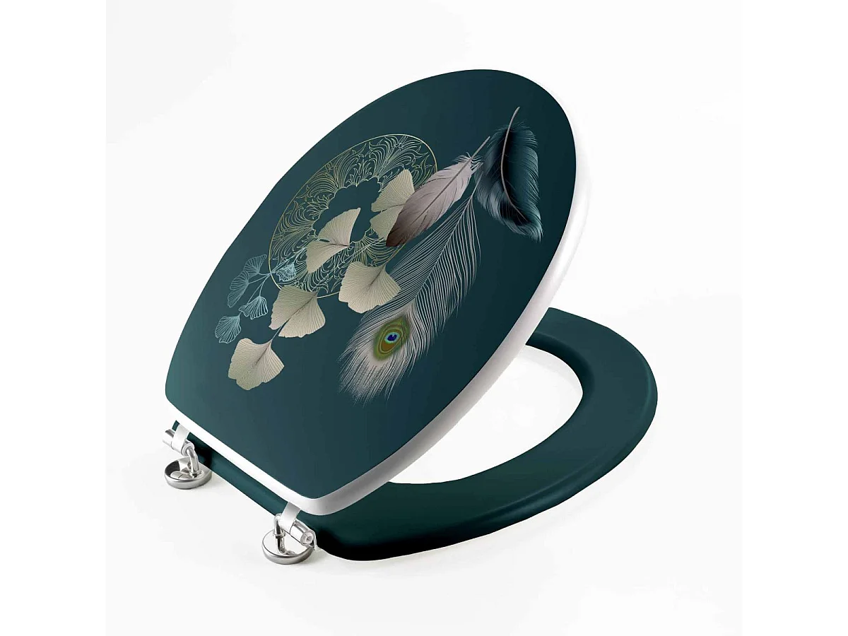Abattant WC Imprimé "Ginkoblue" 45cm Vert Foncé