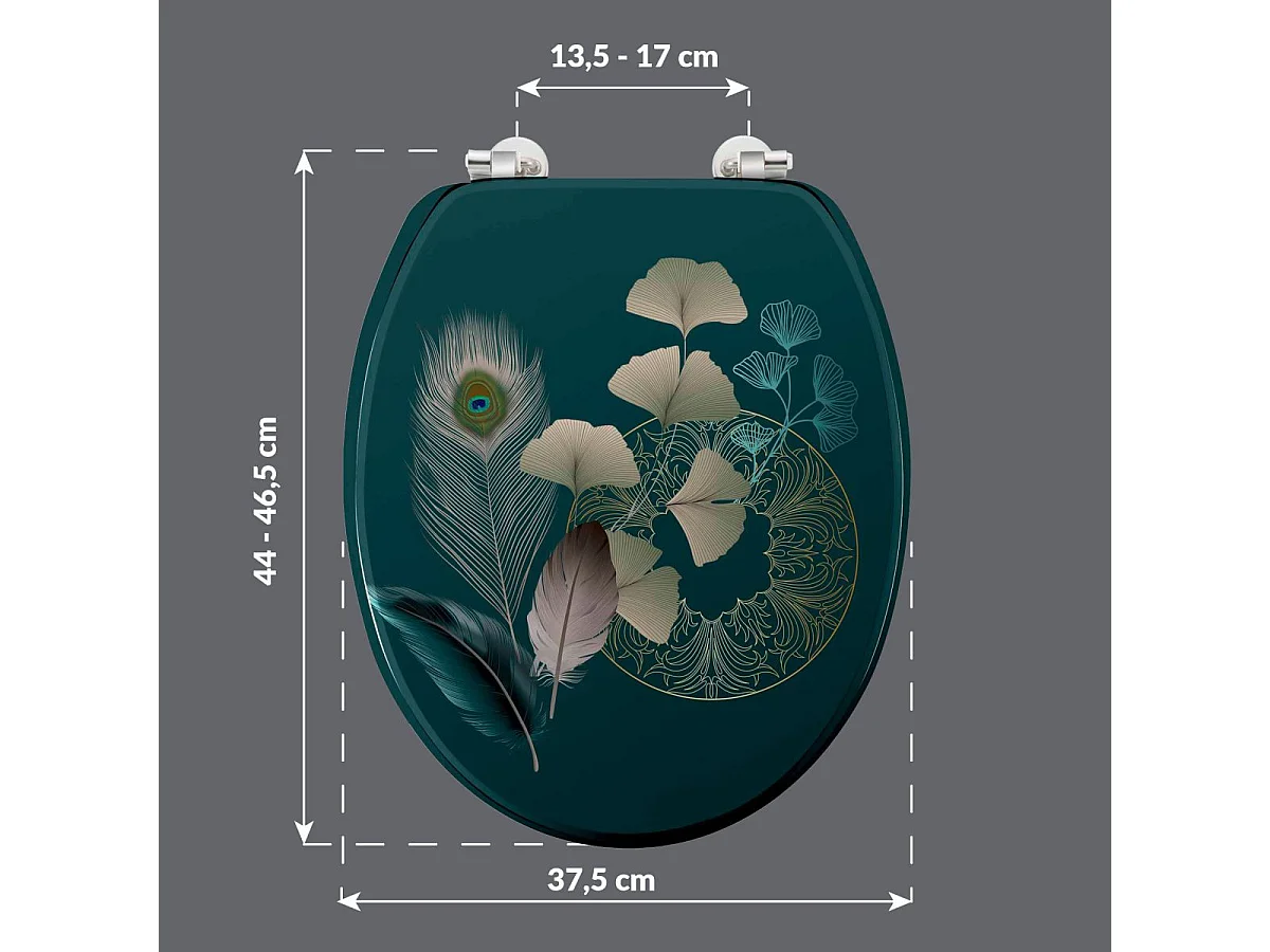 Abattant WC Imprimé "Ginkoblue" 45cm Vert Foncé