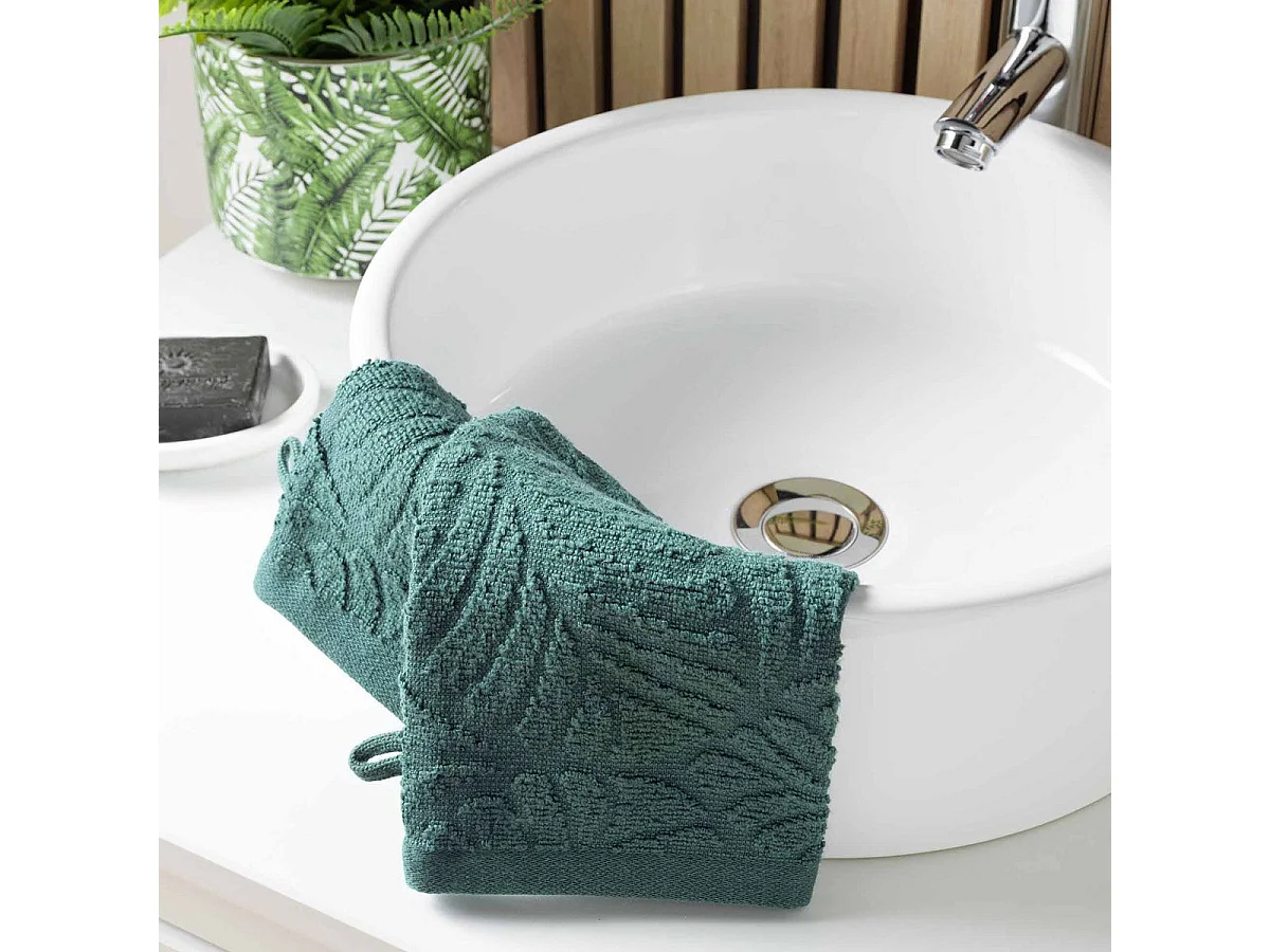 Lot de 2 Gants de Toilette "Madeira" 15x21cm Emeraude