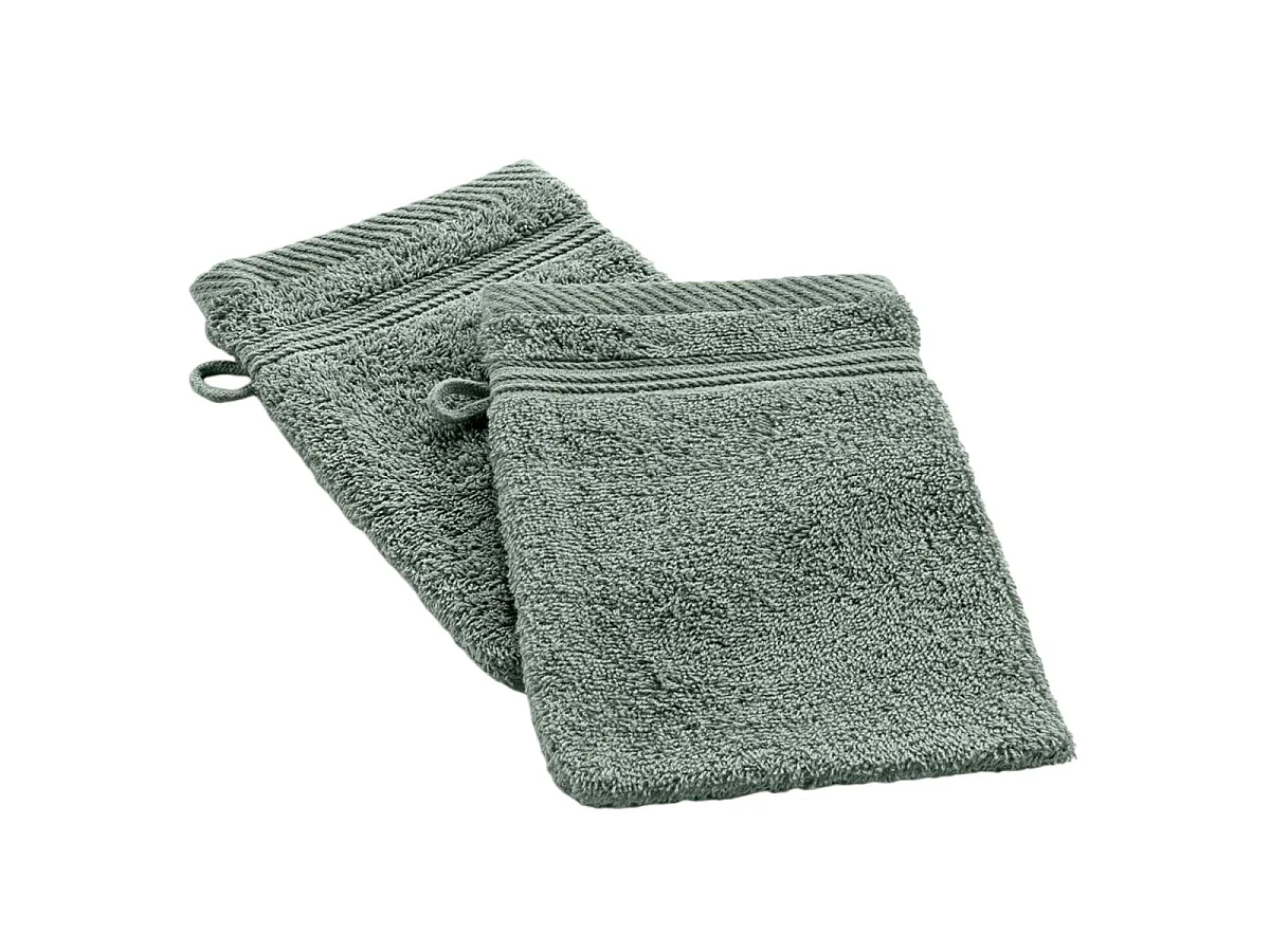 Lot de 2 Gants de Toilette "Tendresse" 15x21cm Vert Cèdre