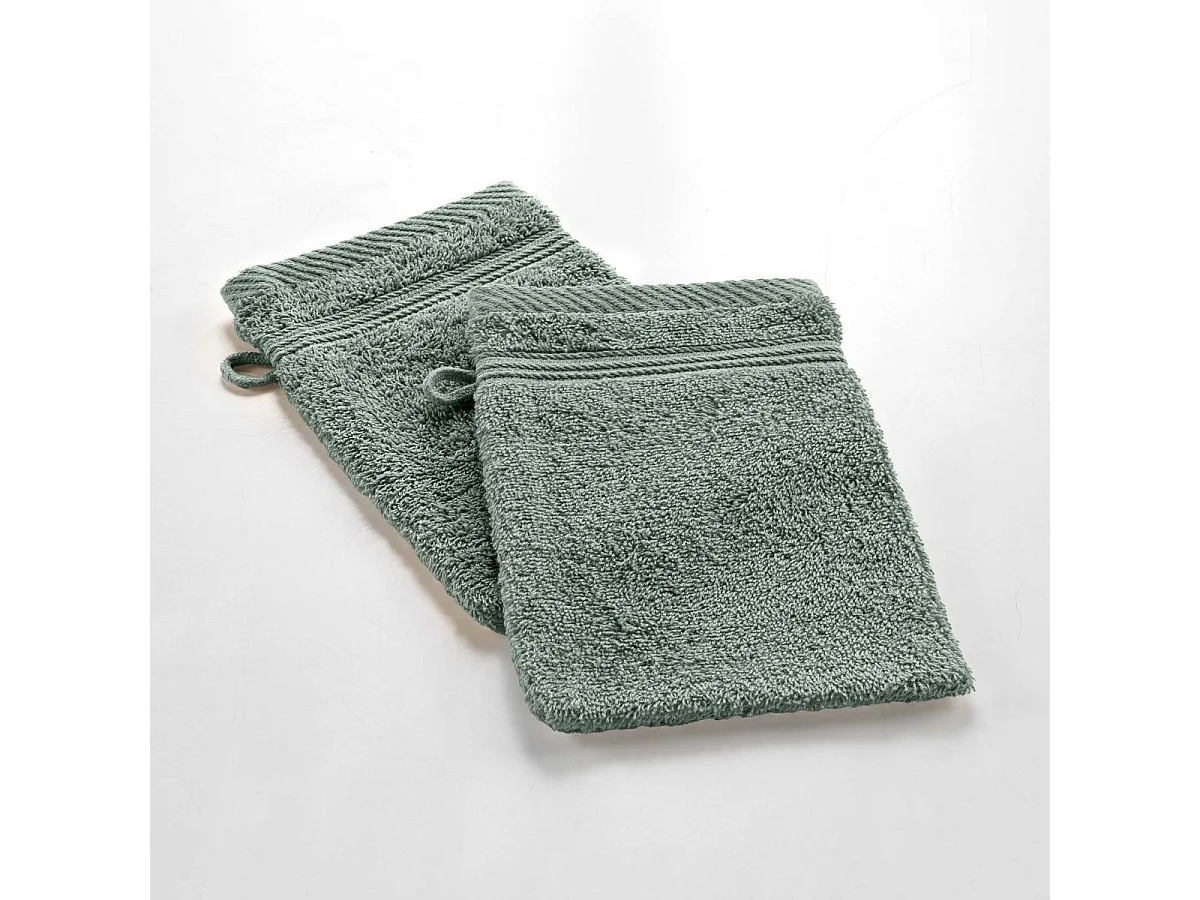Lot de 2 Gants de Toilette "Tendresse" 15x21cm Vert Cèdre