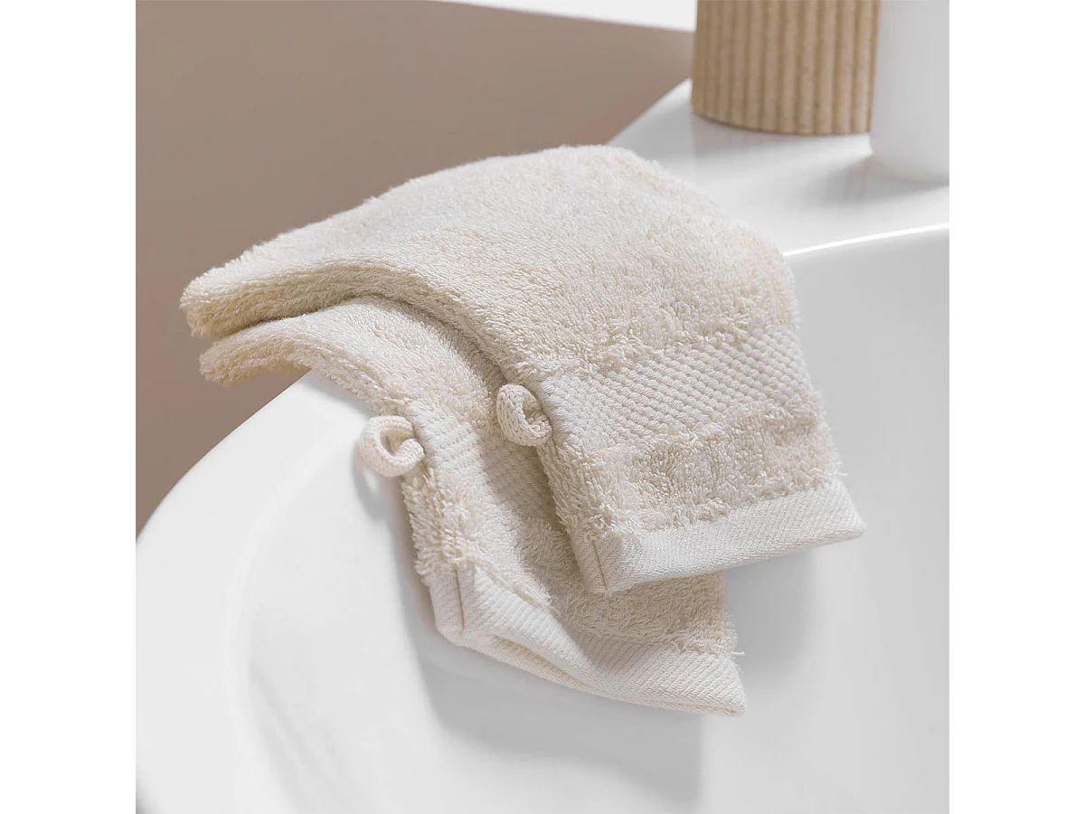 Lot de 2 Gants de Toilette "Elegance" 15x21cm Sable