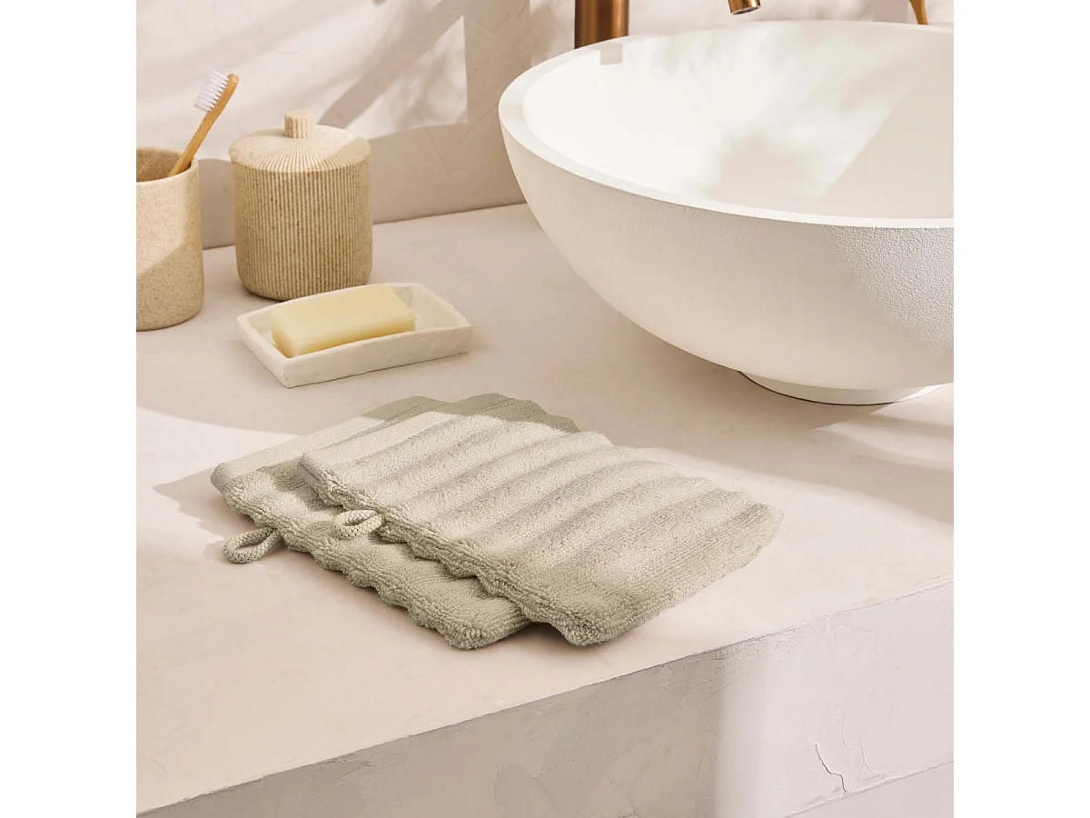 Lot de 2 Gants de Toilette "Maya" 15x21cm Taupe