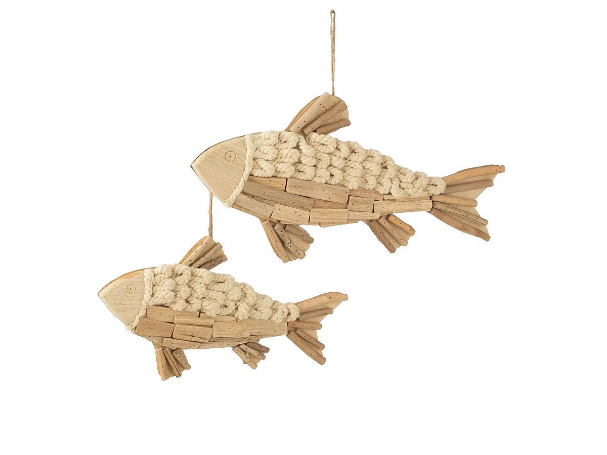 Poisson Déco à Suspendre "Bali" 52cm Naturel