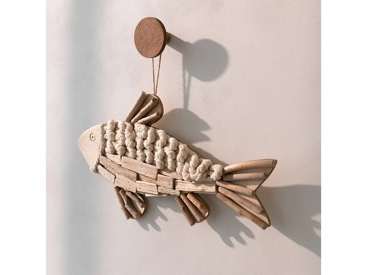 Poisson Déco à Suspendre "Bali" 52cm Naturel