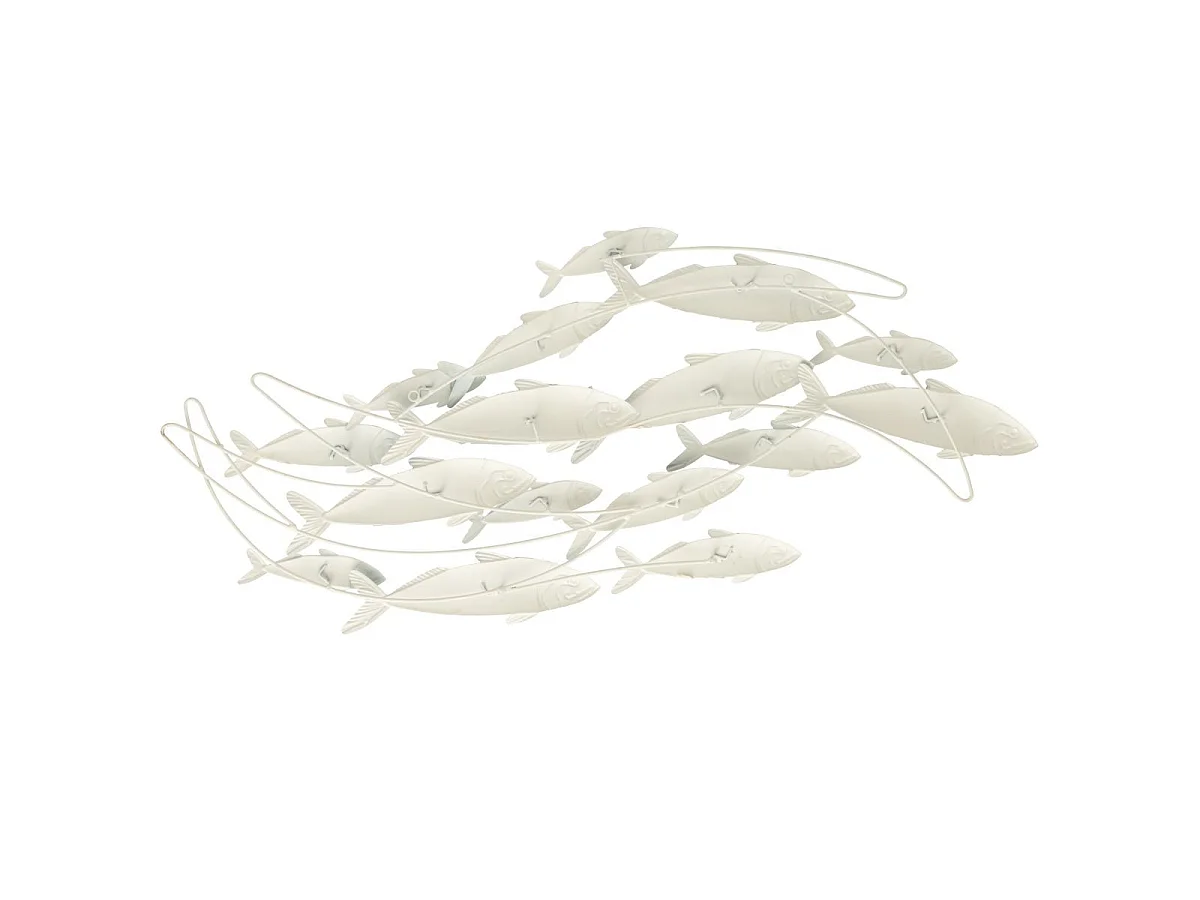 Déco Murale en Métal "Groupe de poissons" 111cm Bleu Foncé