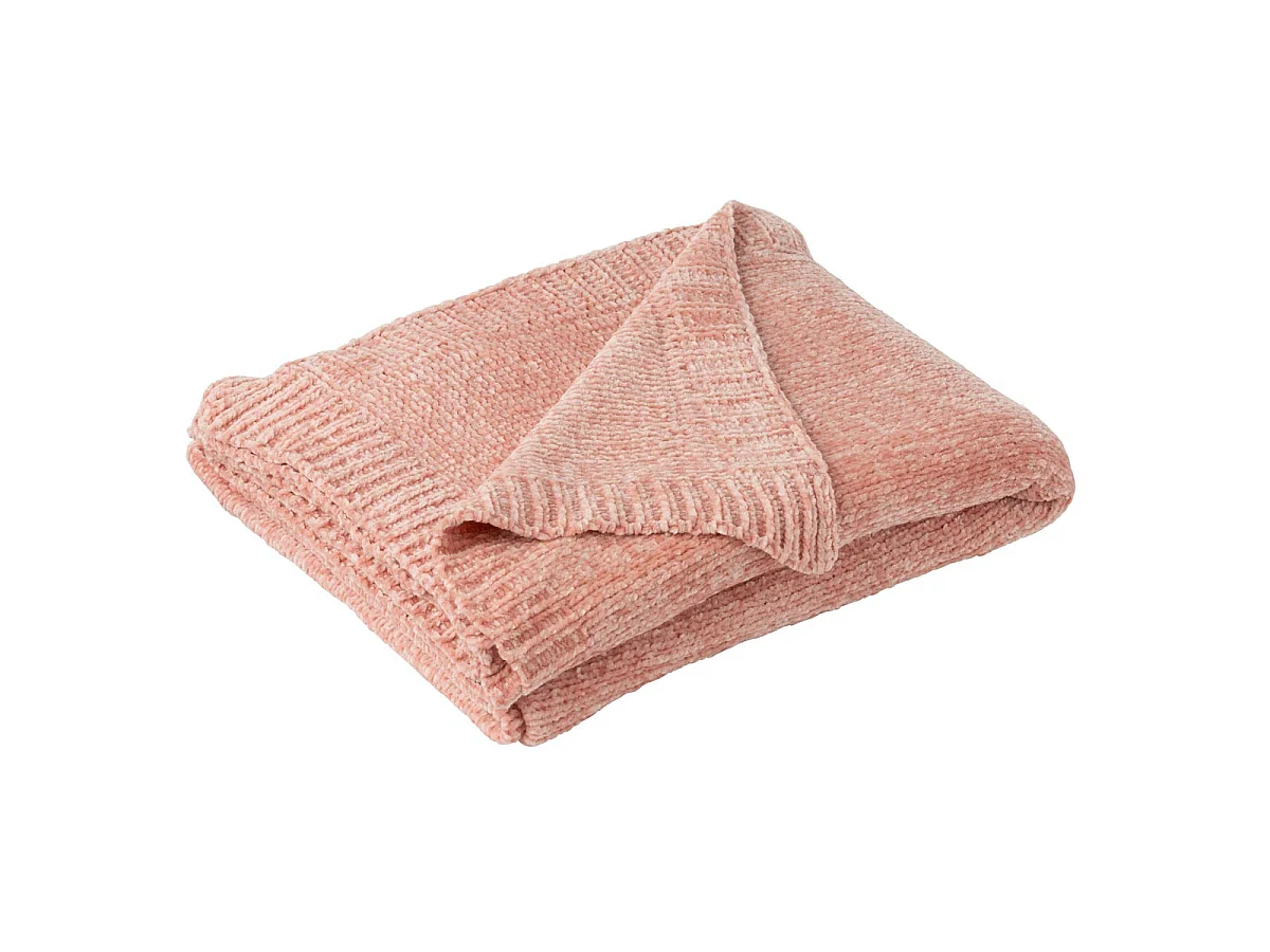 Plaid Uni Chenille "Bradly" 130x170cm Rose Clair