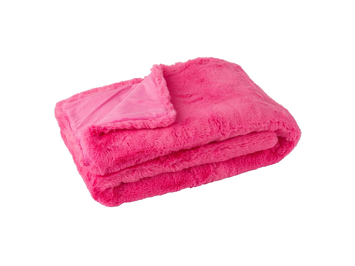 Plaid Imitation Fourrure "Cutie" 130x180cm Rose Fluo