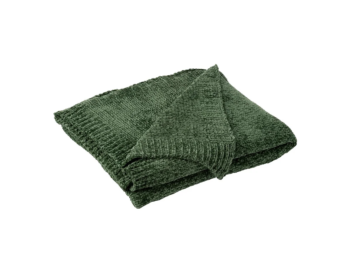 Plaid Uni Chenille "Bradly" 130x170cm Vert Foncé