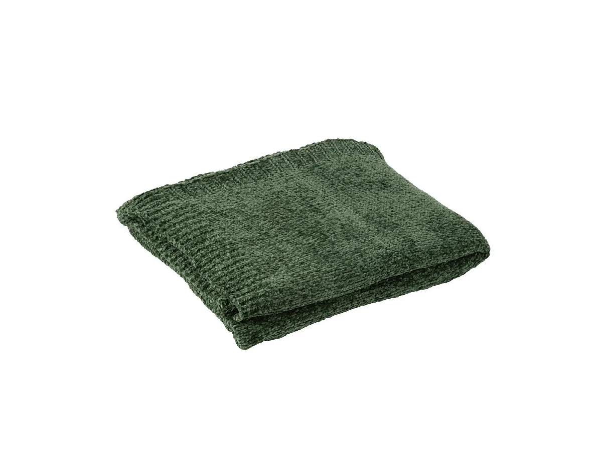 Plaid Uni Chenille "Bradly" 130x170cm Vert Foncé