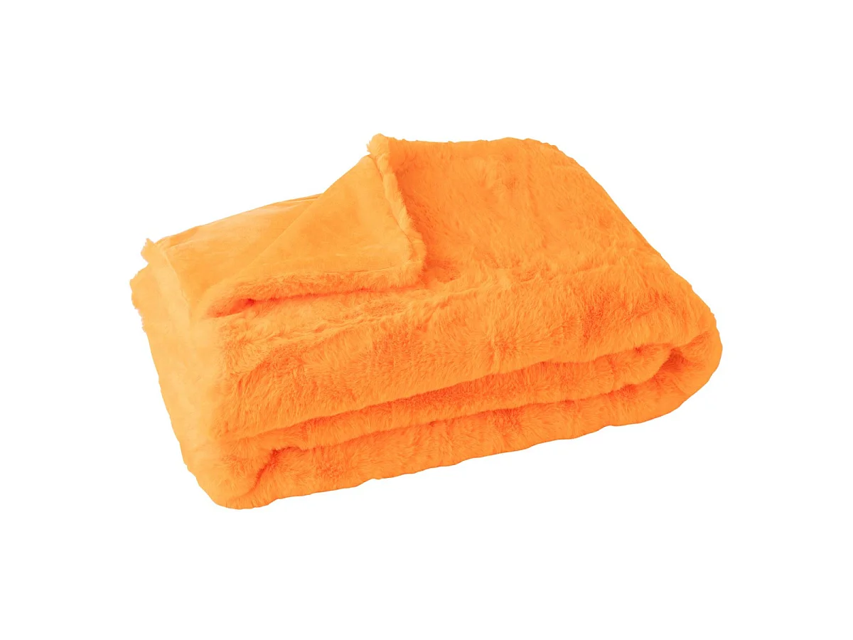Plaid Imitation Fourrure "Cutie" 130x180cm Orange Fluo
