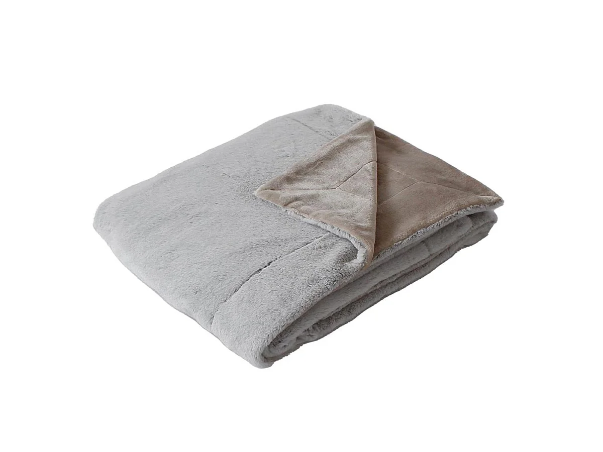 Plaid XL Imitation Fourrure "Rabbit" 180x220cm Gris