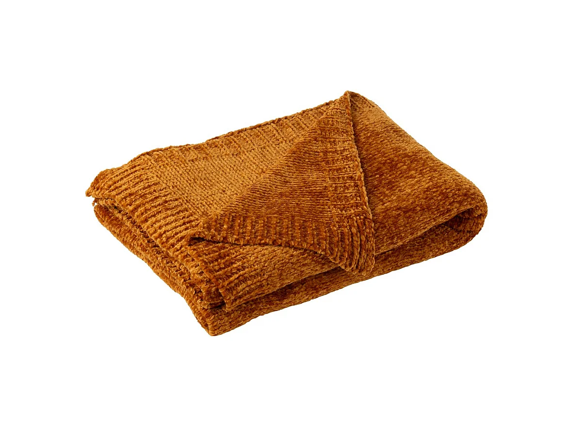 Plaid Uni Chenille "Bradly" 130x170cm Rouille