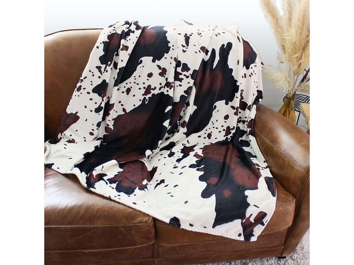 Plaid en Flanelle Imprimé "Vache" 130x170cm Multicolore