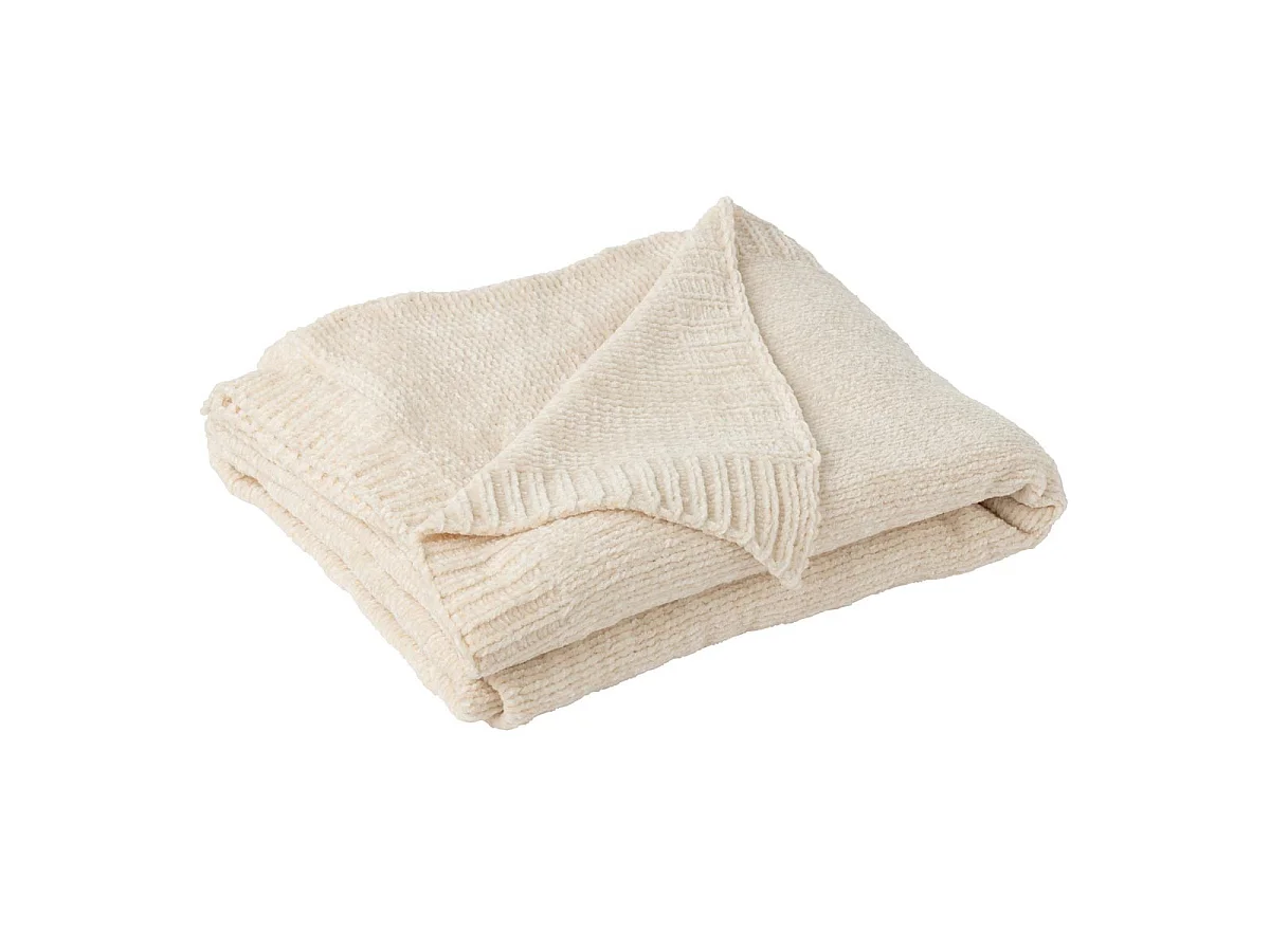 Plaid Uni Chenille "Bradly" 130x170cm Écru