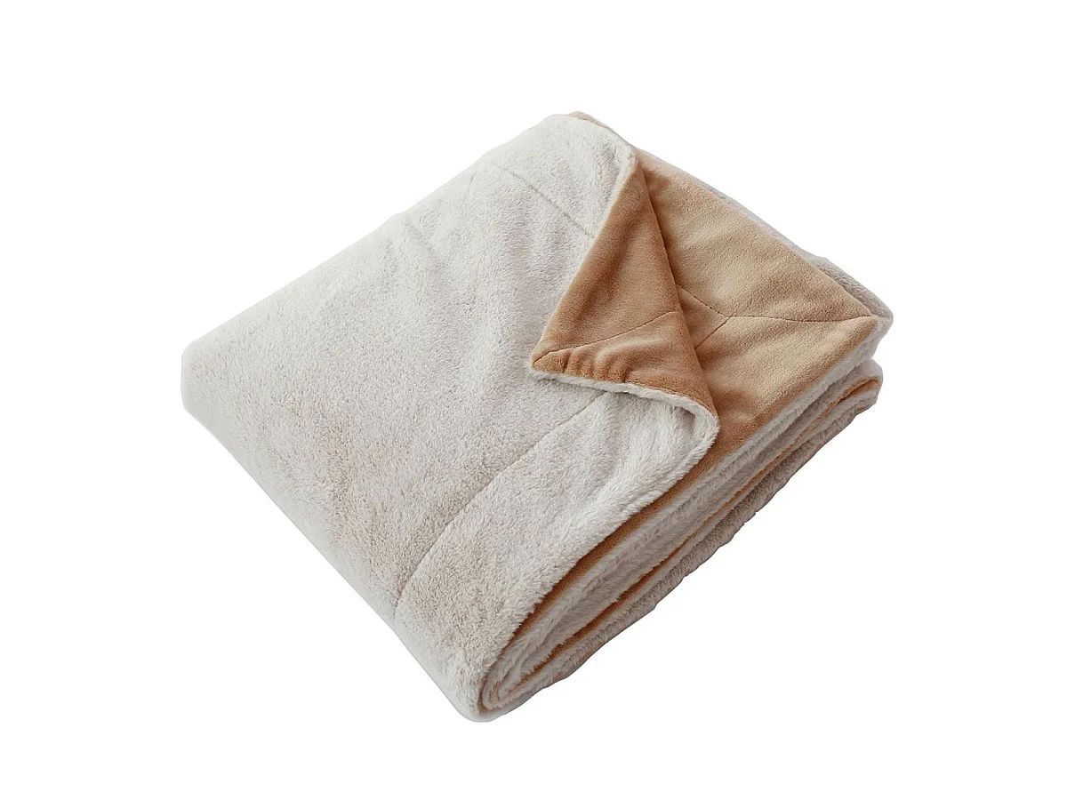 Plaid XL Imitation Fourrure "Rabbit" 180x220cm Beige