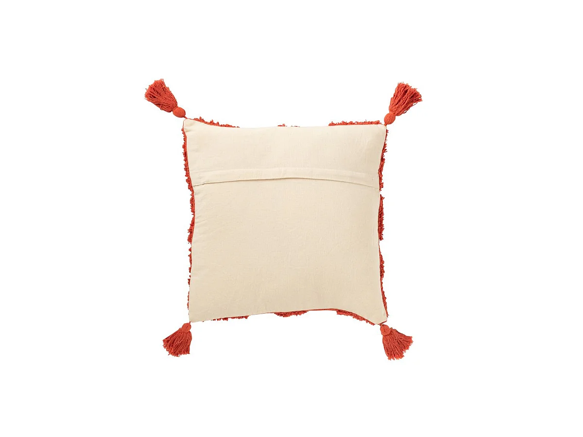 Coussin Déco Tufté "Efren" 50x50cm Rouge Brique